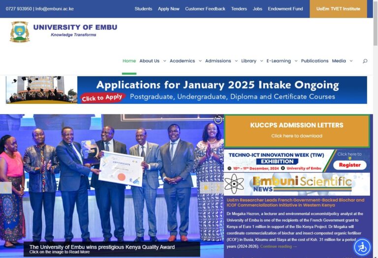 University of Embu Student Portal 2025 university of embu student portal
