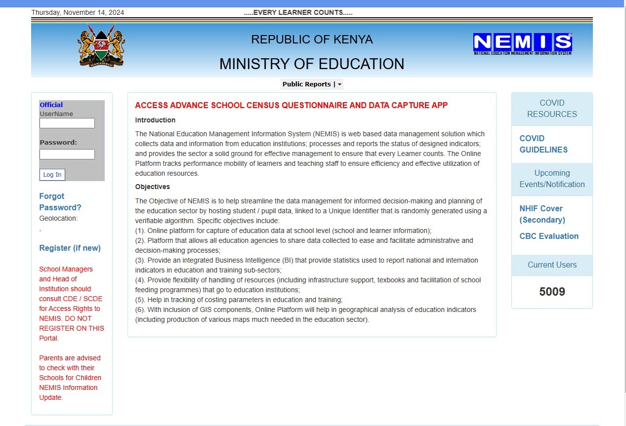 NEMIS Portal Login