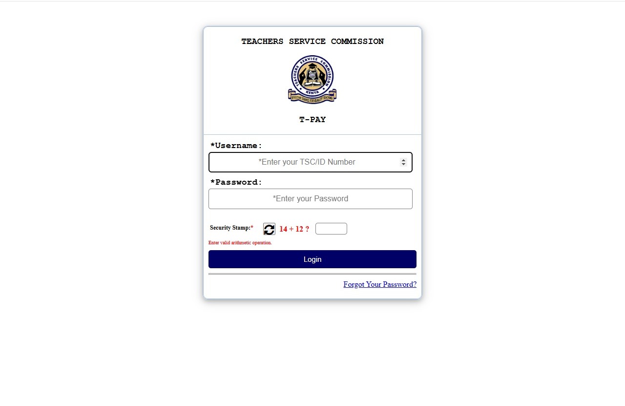 TPay TSC Payslip Login