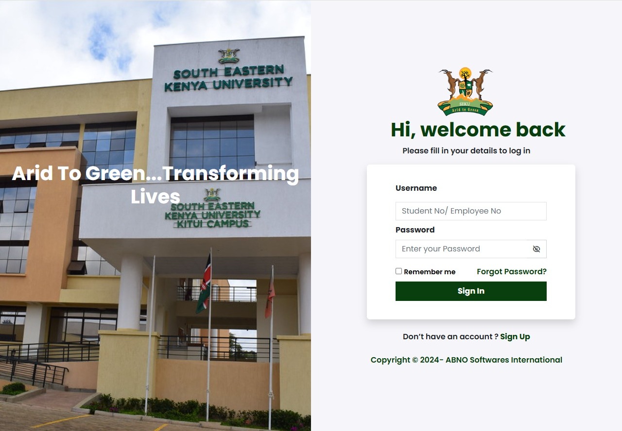 SEKU Student Portal Login