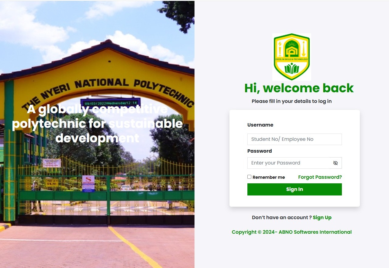 Nyeri National Polytechnic Student Portal